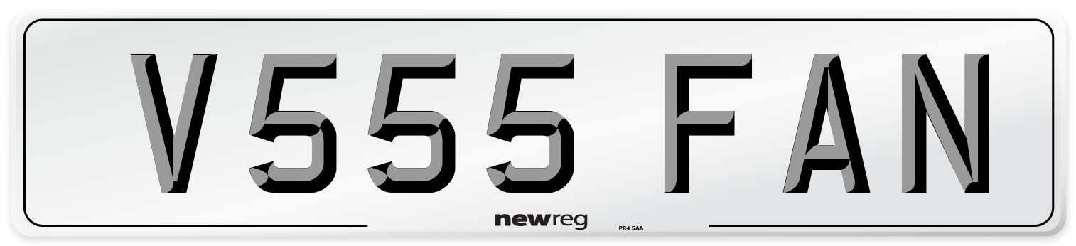 V555 FAN Number Plate from New Reg